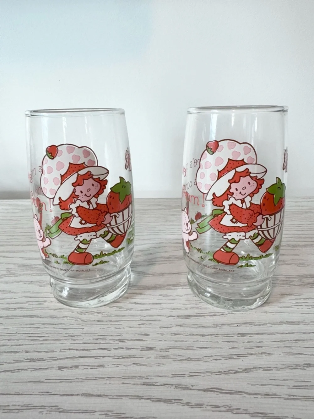 Like New Vintage Strawberry Shortcake 🍰 glasses - American Greetings - Lot of 2